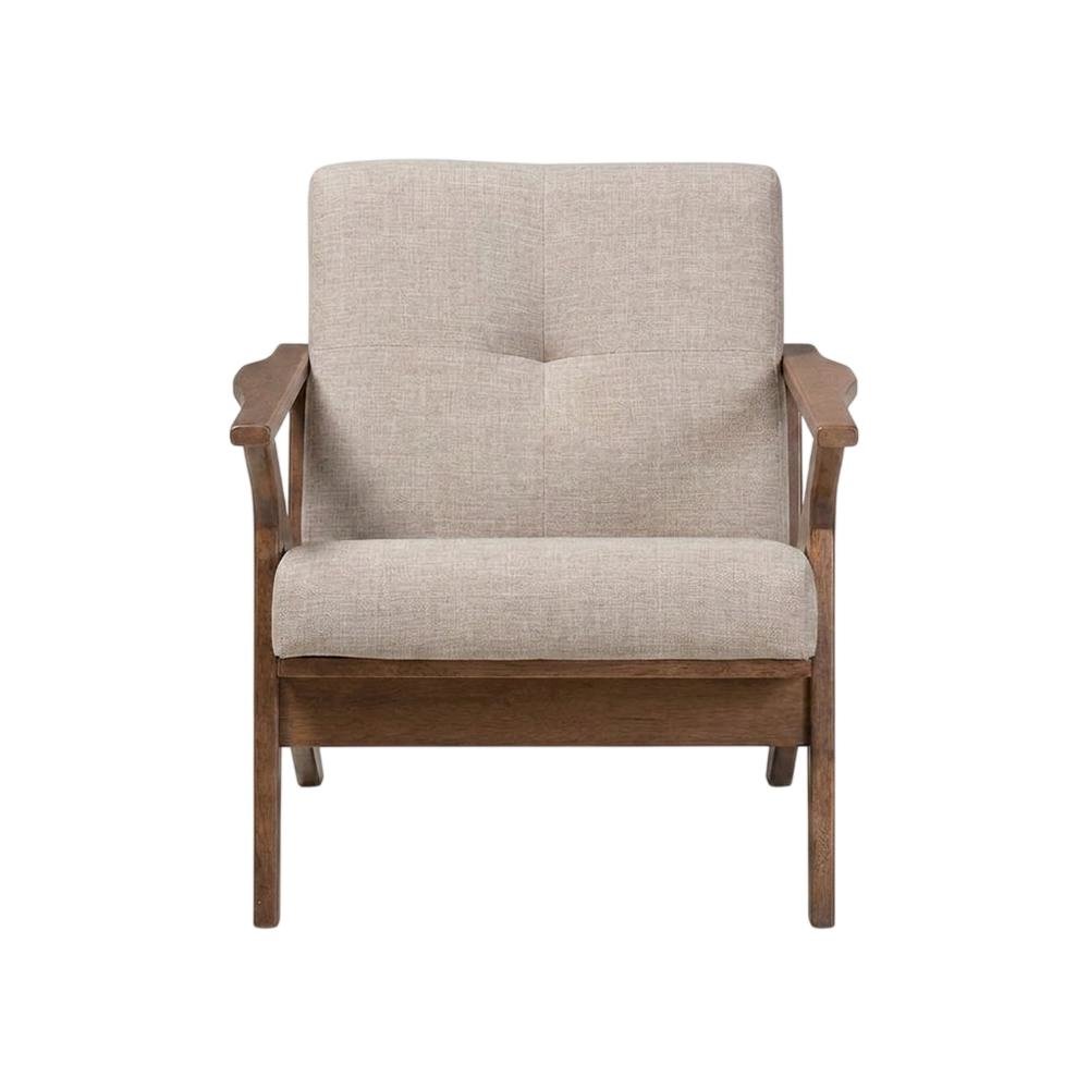 Mid-Century Modern Fabric Tufted Lounge Chair, Accent Chair, Light