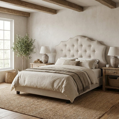 Greyish Beige Twin Size Fabric Headboard with Foam Padding and LVL Frame
