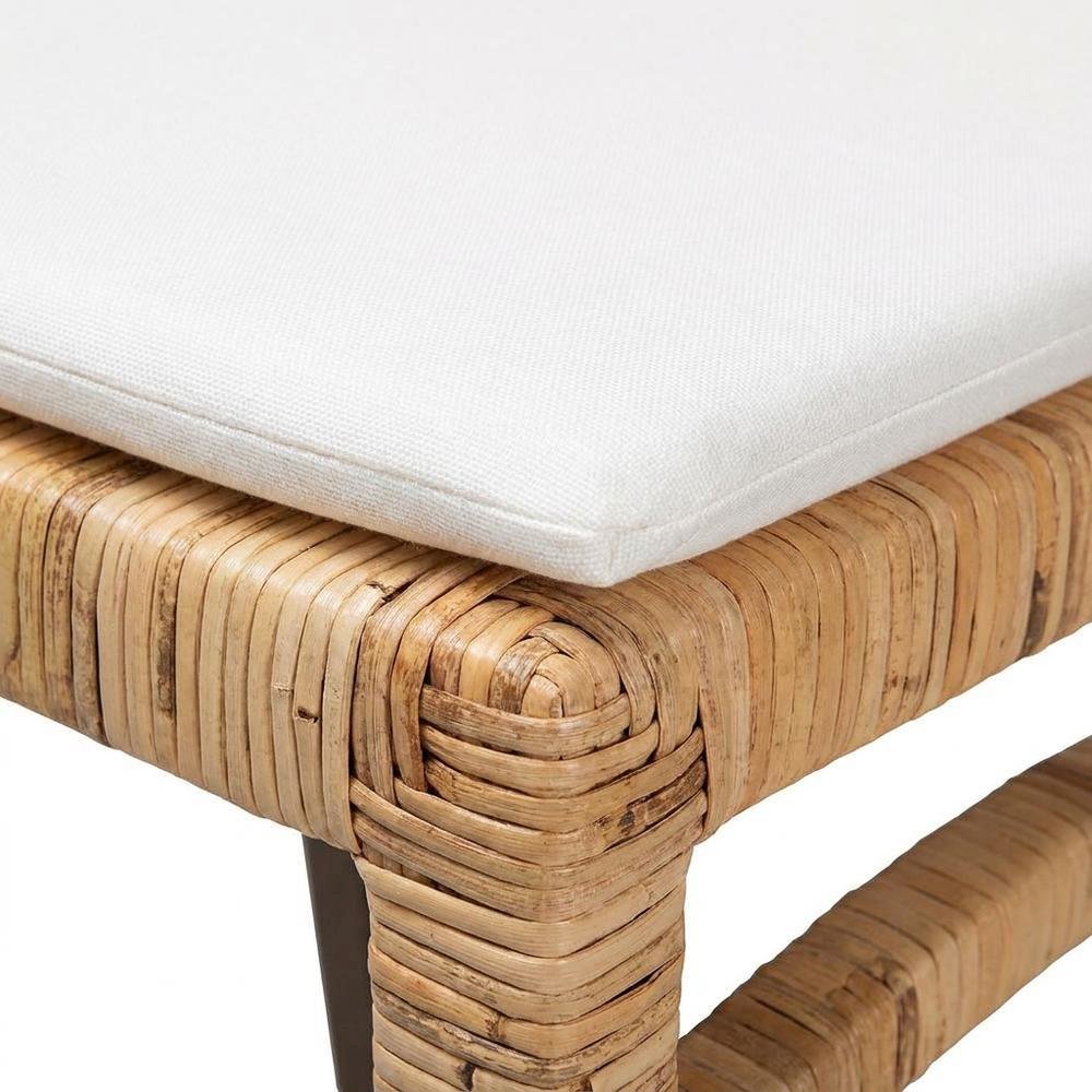 Rattan Dining Chair, White/Natural Brown