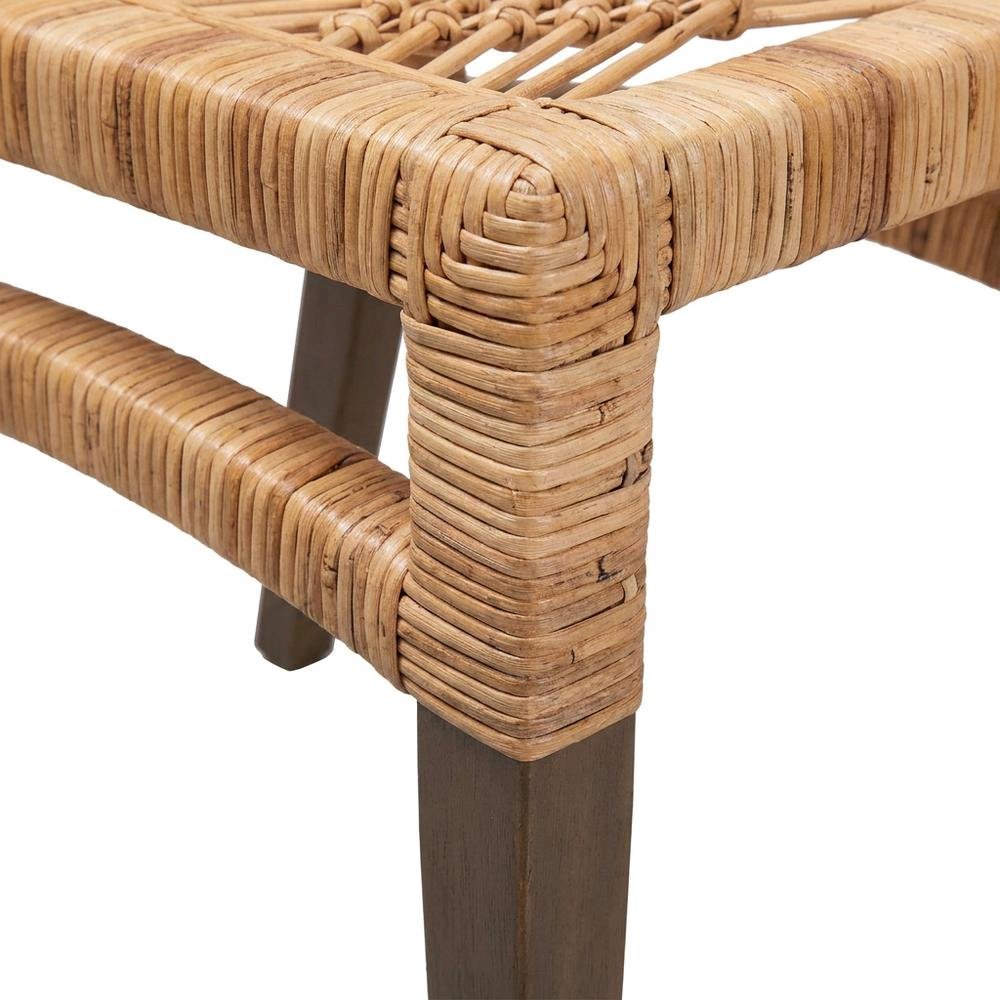 Rattan Dining Chair, White/Natural Brown