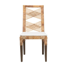 Rattan Dining Chair, White/Natural Brown