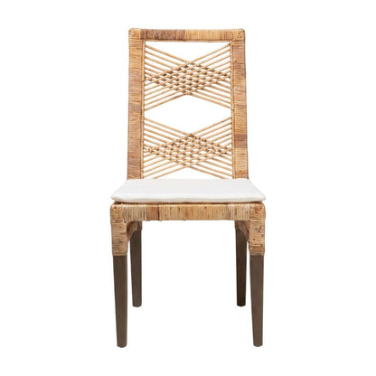 Rattan Dining Chair, White/Natural Brown