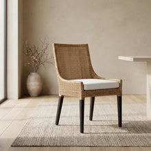 Rattan Dining Chair, White/Natural Brown