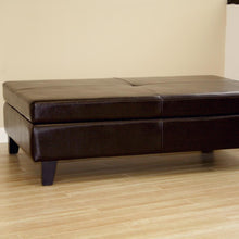 Dark Brown Leather Storage Cocktail Ottoman