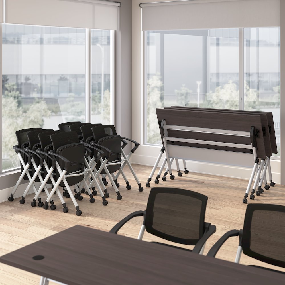 Envision 60W Training Table with Powered Grommets and 2 Chairs with Arms