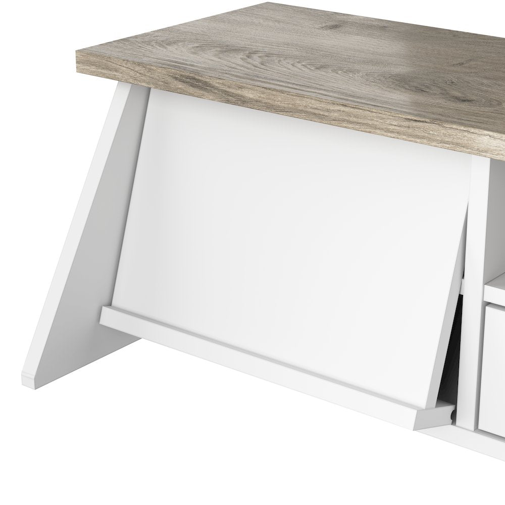 Mayfield 60W L Shaped Computer Desk with Desktop Organizer and 6 Cube Bookcase