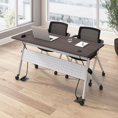 Envision 60W Training Table with Powered Grommets and 2 Chairs with Arms
