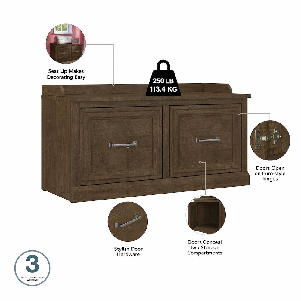 Woodland 40W Shoe Storage Bench with Doors