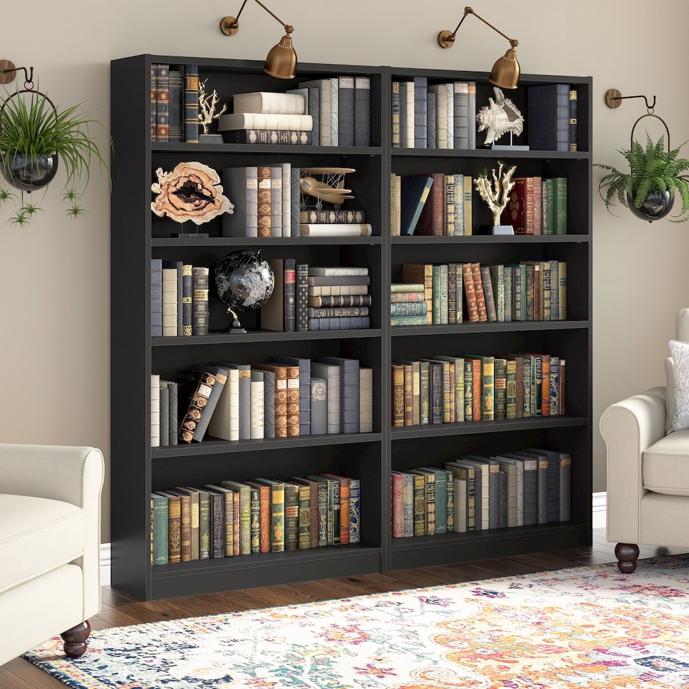 Universal Tall 5 Shelf Bookcase - Set of 2