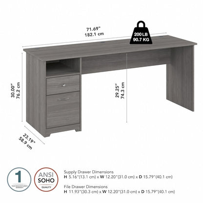 Cabot 72W Computer Desk with Drawers
