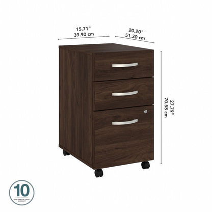 Hybrid 3 Drawer Mobile File Cabinet - Assembled
