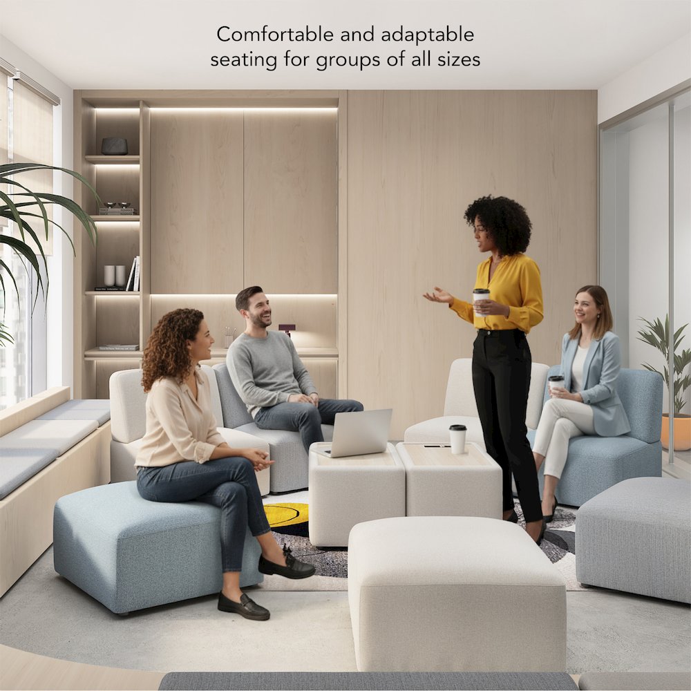 Assemble Modular Lounge Ottoman in Oat Fabric