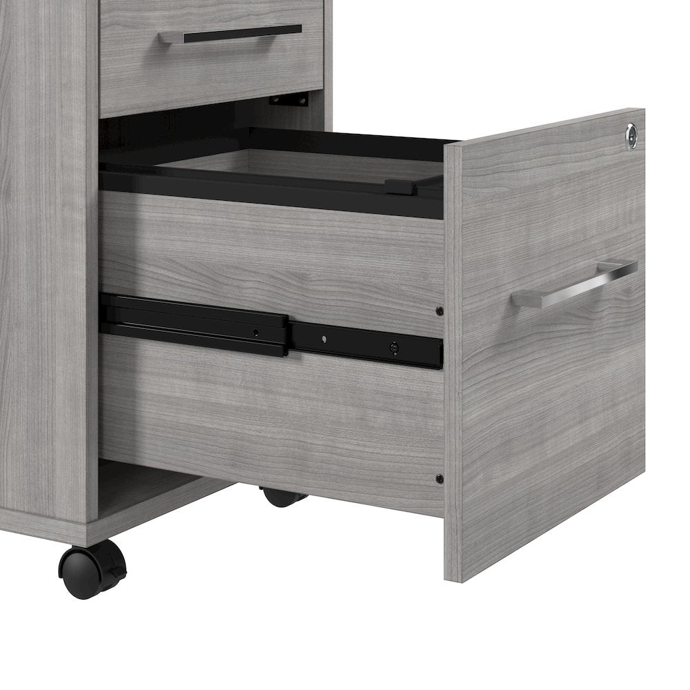 Hustle 3 Drawer Rolling File Cabinet with Lock in Platinum Gray
