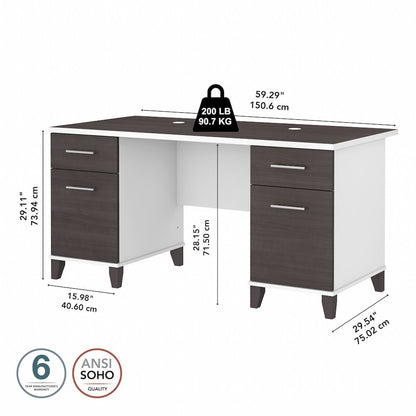 Somerset 60W Office Desk with Drawers
