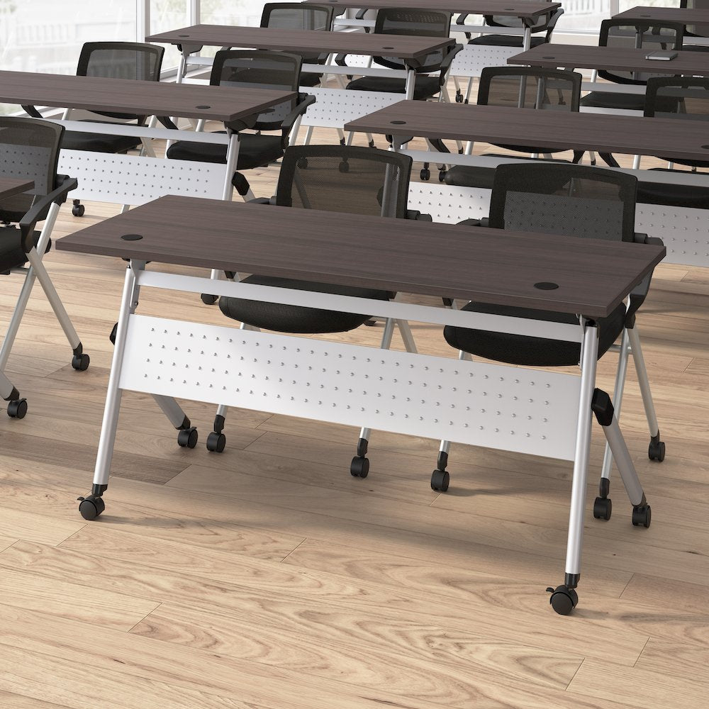 Envision 60W Training Table with Powered Grommets and 2 Chairs with Arms