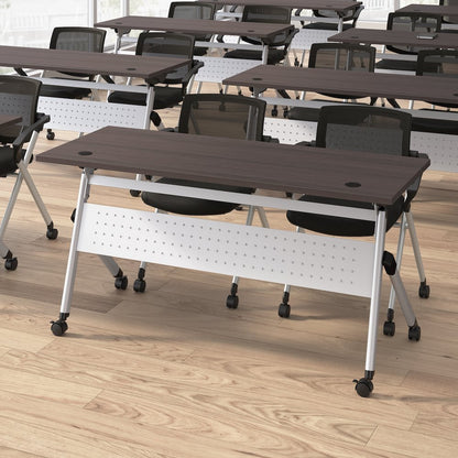 Envision 60W Training Table with Powered Grommets and 2 Chairs with Arms