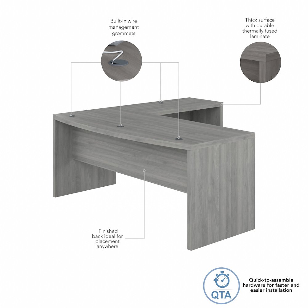 Echo 72W Bow Front L Shaped Desk