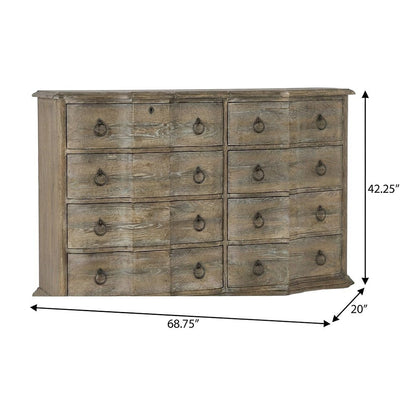 Wood Veneer 8-Drawer Tall Filing Cabinet for Home Office, Brown