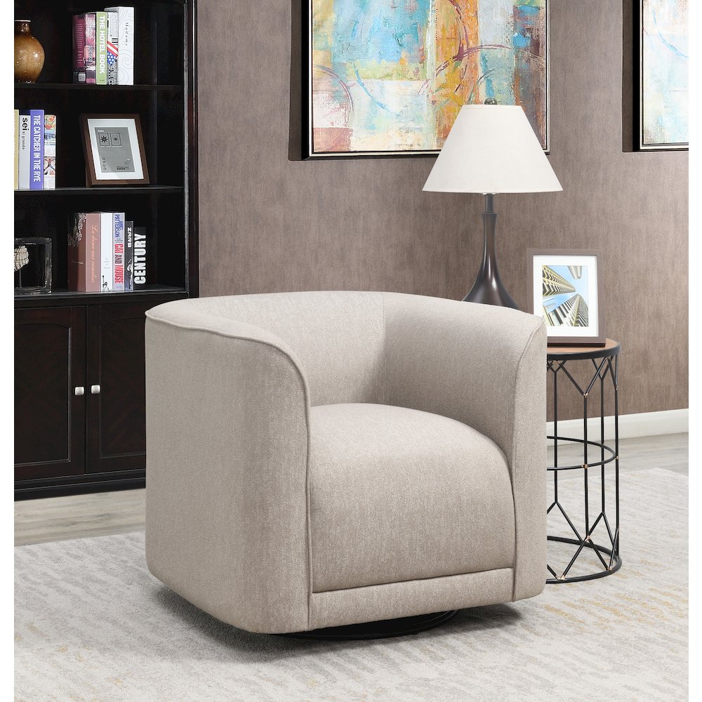 Wallace & Bay Brella Sand and  Swivel Accent Chair with 360° Swivel And U-Shape