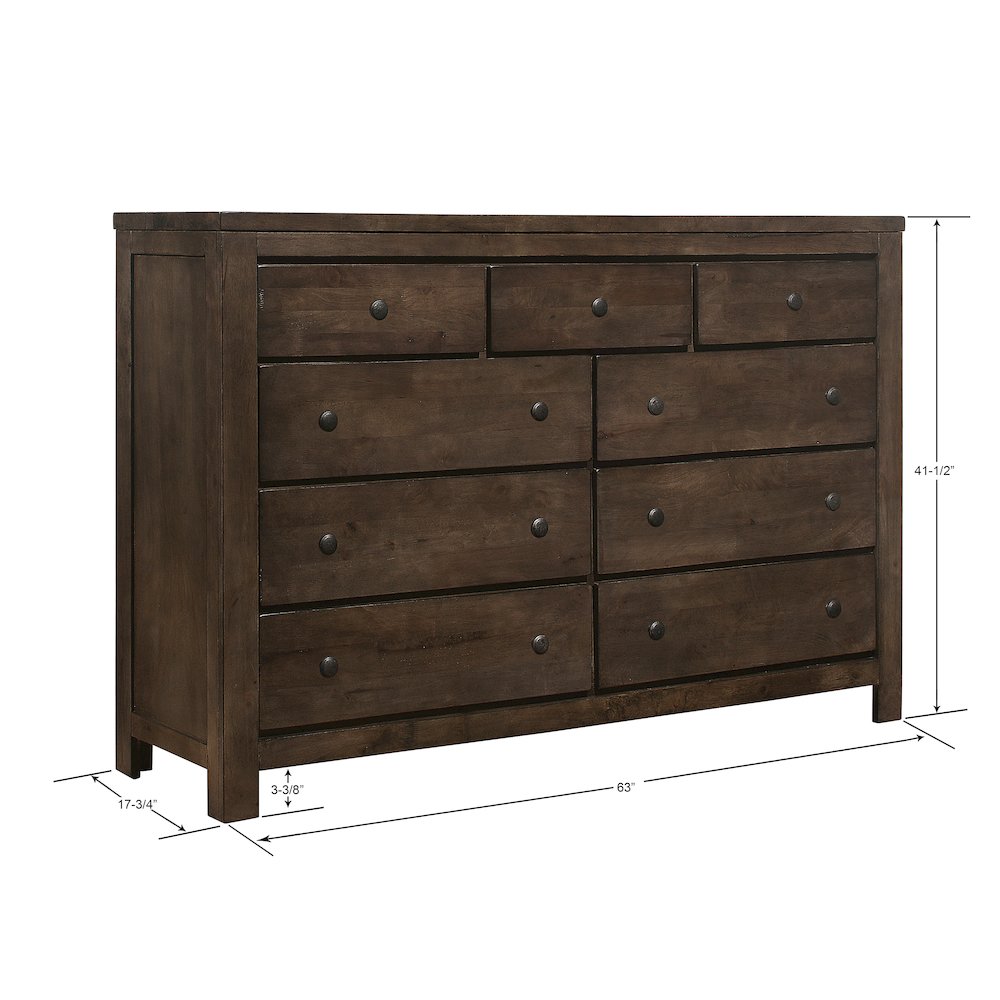 Wallace & Bay Verna Ash Brown 9-Drawer Dresser