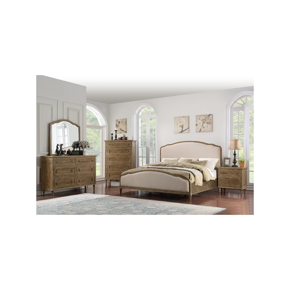 Wallace & Bay Ludin Sandstone Buff and Cream Queen Upholstered Bed