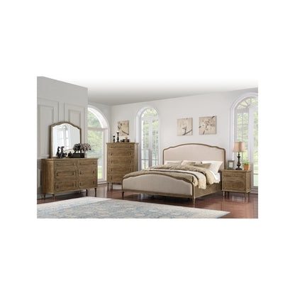Wallace & Bay Ludin Sandstone Buff and Cream Queen Upholstered Bed