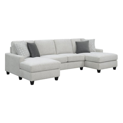 Chaise Sectional, with Pillows, Two Chaises, Clean Lines, Tapered Block Feet