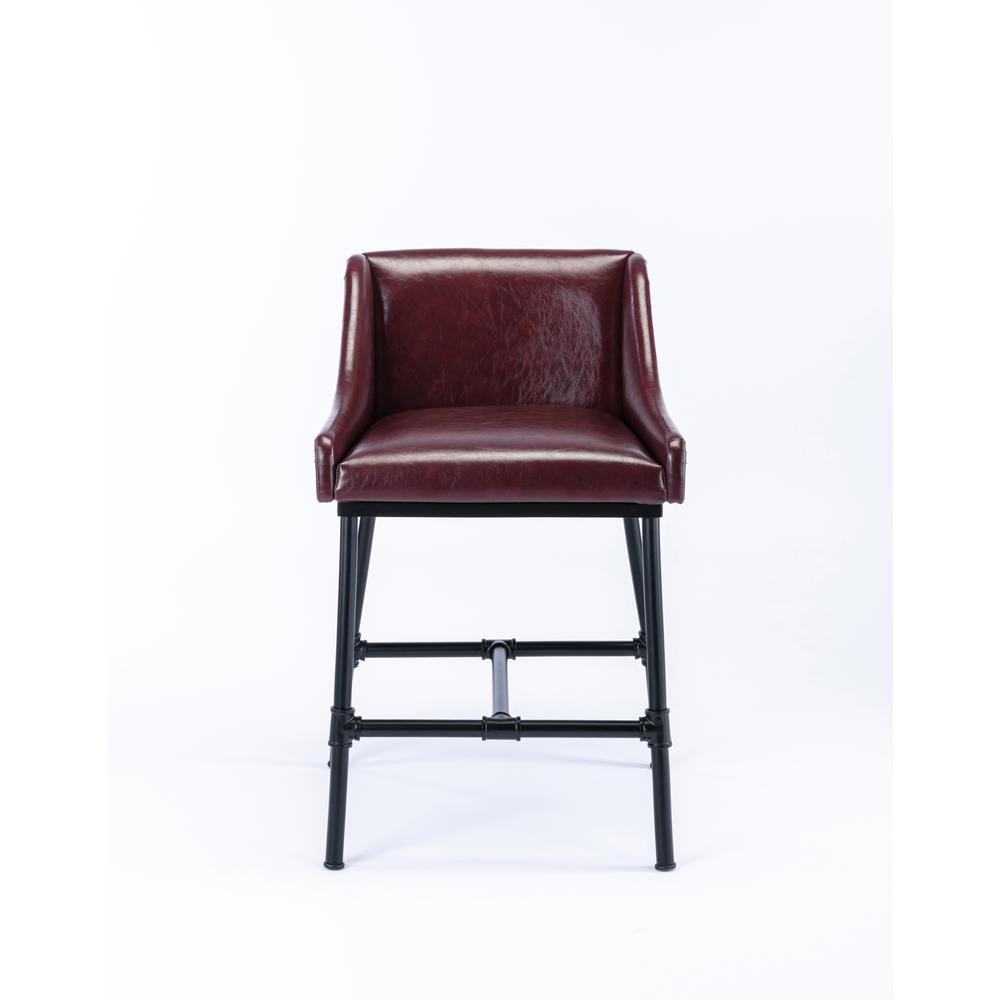 Parlor Faux Leather Adjustable Bar Stool - Burgundy