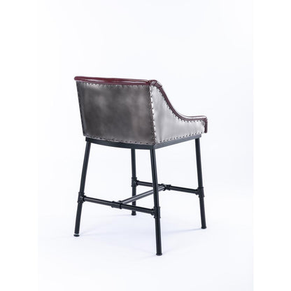 Parlor Faux Leather Adjustable Bar Stool - Burgundy