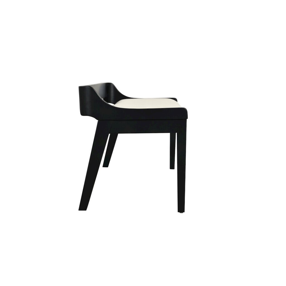 Rasmus Cream Faux Leather Wood Dining Bench - Black Finish