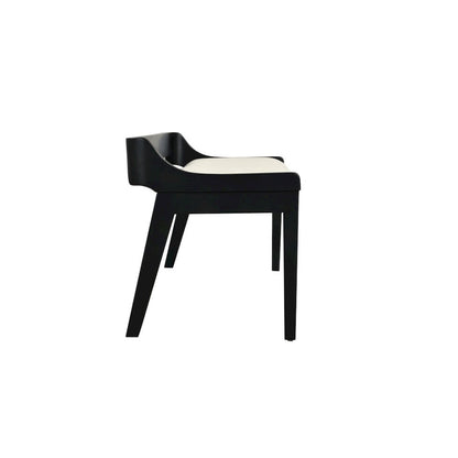 Rasmus Cream Faux Leather Wood Dining Bench - Black Finish