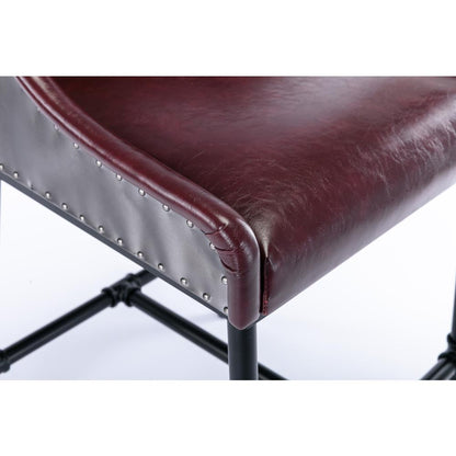 Parlor Faux Leather Adjustable Bar Stool - Burgundy