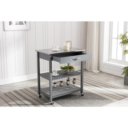 Holland Kitchen Cart With Stainless Steel Top - Gray