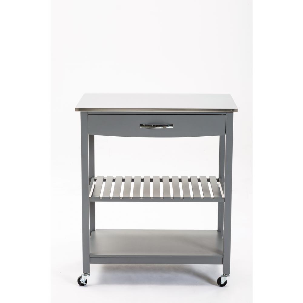Holland Kitchen Cart With Stainless Steel Top - Gray