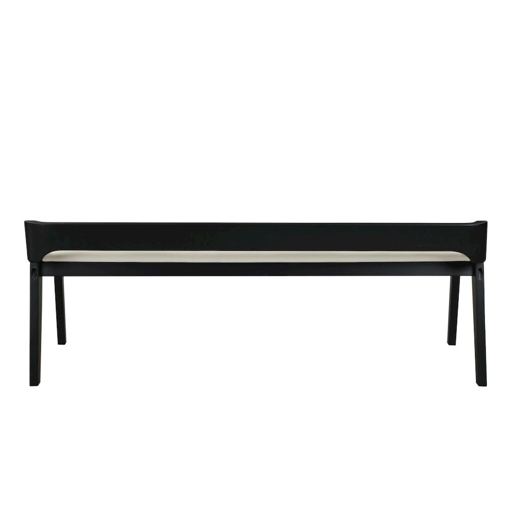 Rasmus Cream Faux Leather Wood Dining Bench - Black Finish