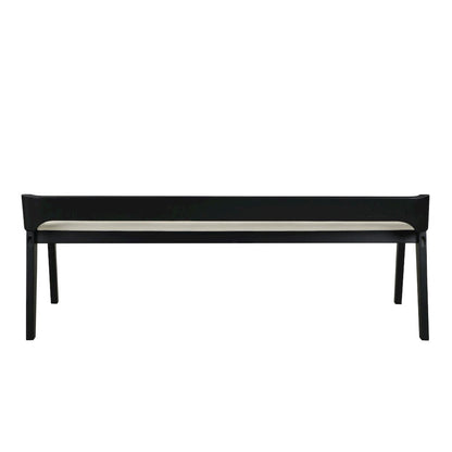 Rasmus Cream Faux Leather Wood Dining Bench - Black Finish