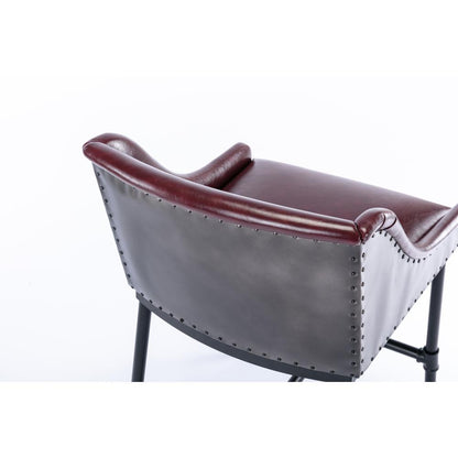 Parlor Faux Leather Adjustable Bar Stool - Burgundy