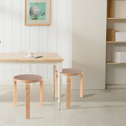 Mateo Round Backless Stacking Stools - Set of 2 - Blonde Oak