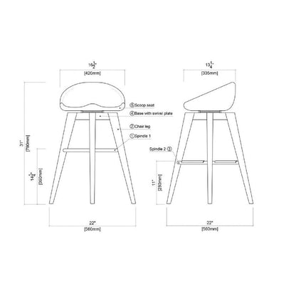 Bali Backless Swivel Bar Stool - Weathered Wire-Brush
