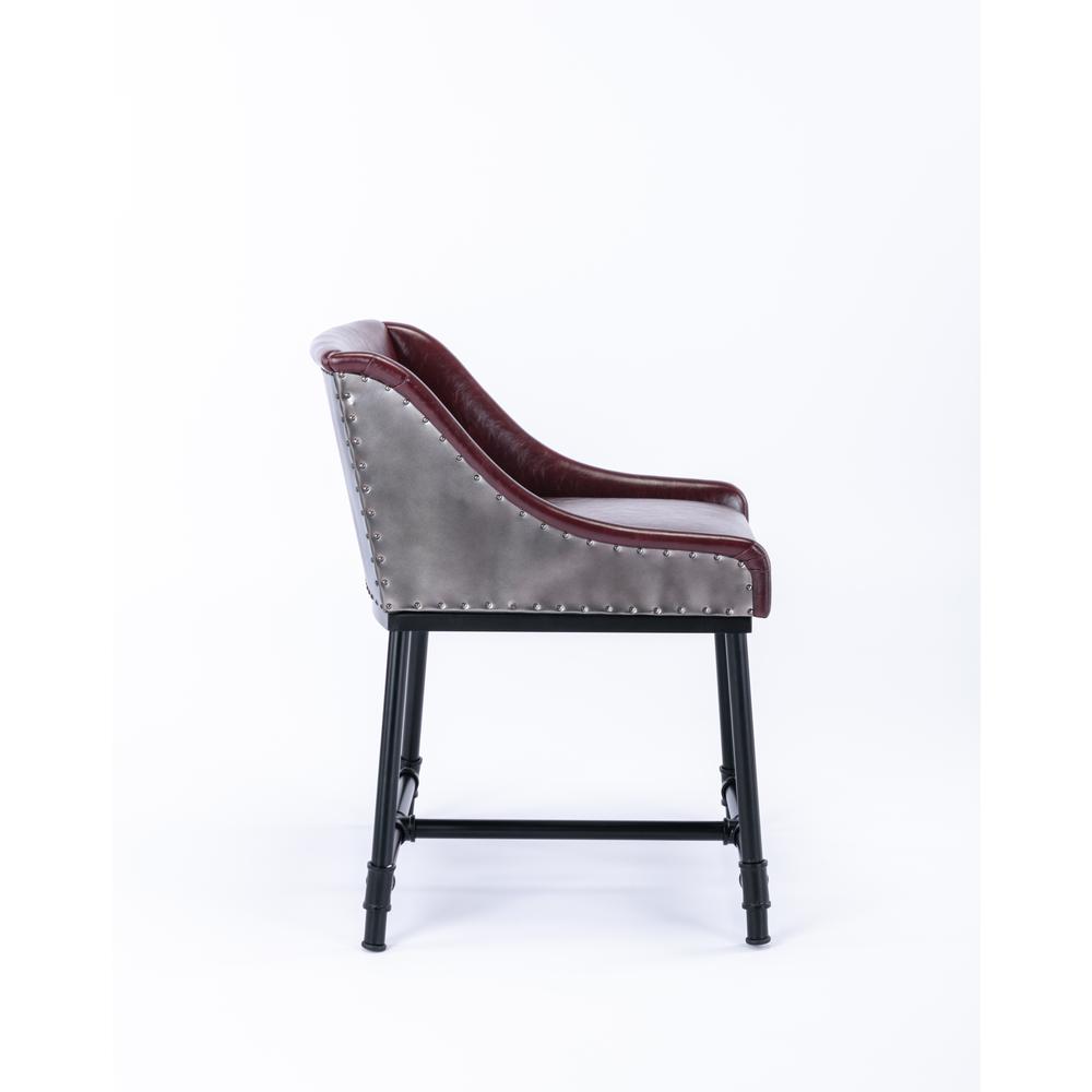 Parlor Faux Leather Adjustable Bar Stool - Burgundy