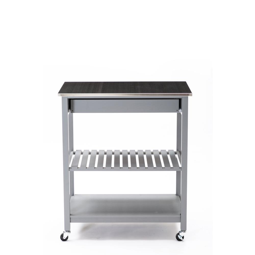 Holland Kitchen Cart With Stainless Steel Top - Gray
