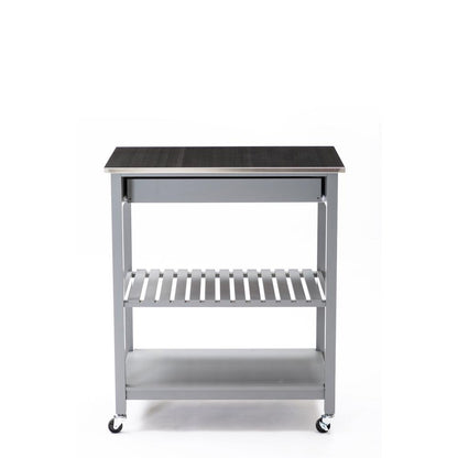 Holland Kitchen Cart With Stainless Steel Top - Gray