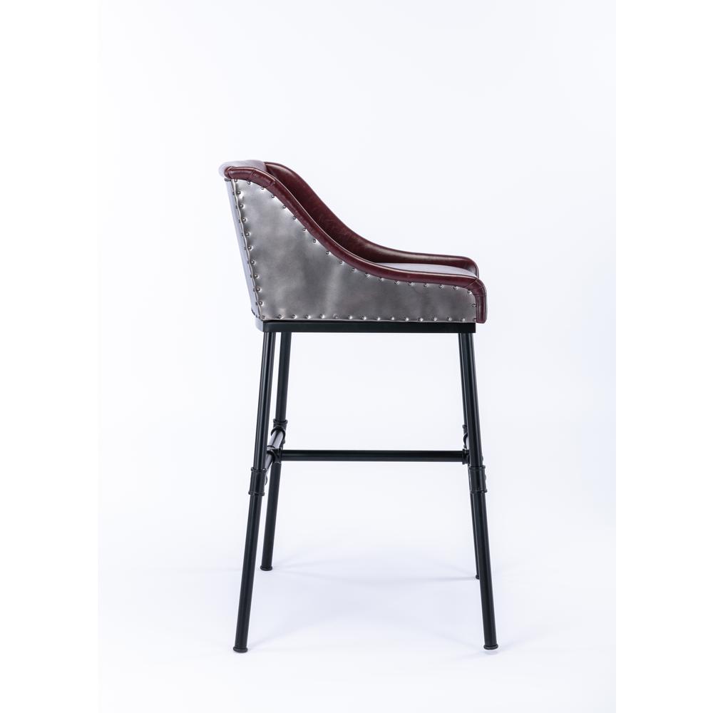 Parlor Faux Leather Adjustable Bar Stool - Burgundy