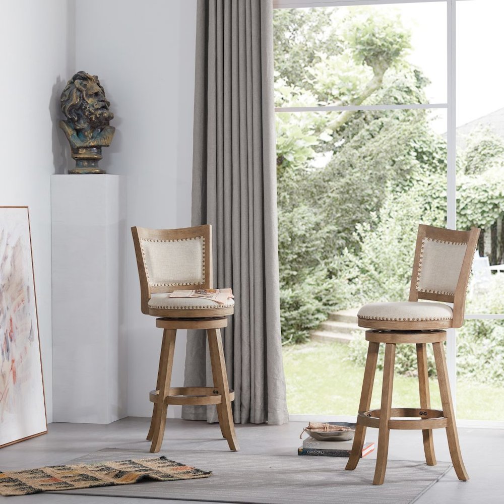 Melrose Swivel Bar Stool - Driftwood Wire-Brush