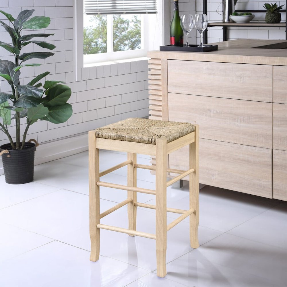 Square Rush Backless Counter Stool - Blonde Oak
