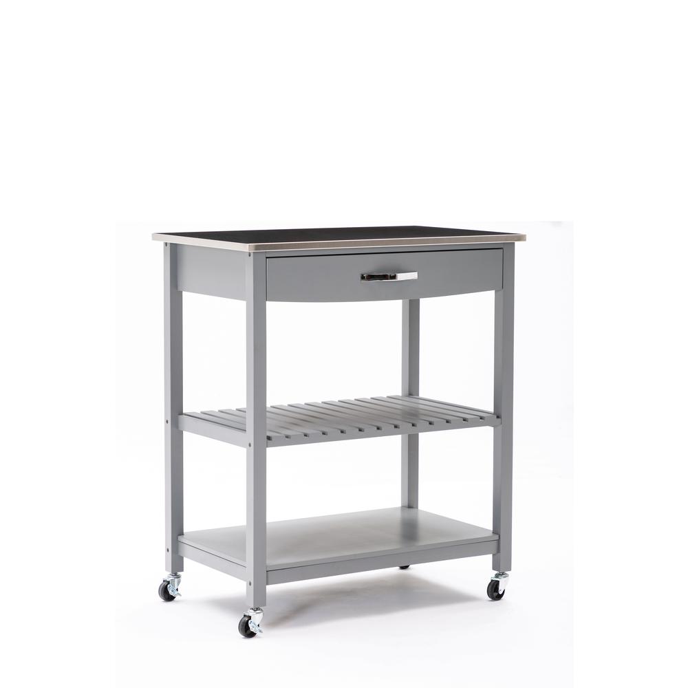 Holland Kitchen Cart With Stainless Steel Top - Gray