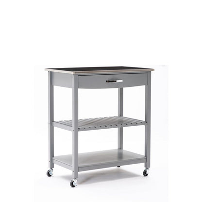 Holland Kitchen Cart With Stainless Steel Top - Gray