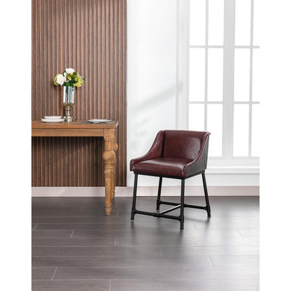 Parlor Faux Leather Adjustable Bar Stool - Burgundy