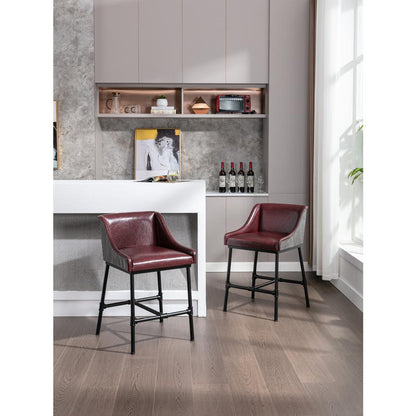 Parlor Faux Leather Adjustable Bar Stool - Burgundy