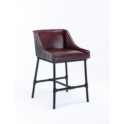Parlor Faux Leather Adjustable Bar Stool - Burgundy